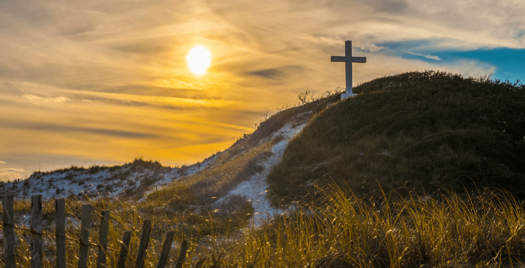 The cross on Pensacola Beach near sunset.
